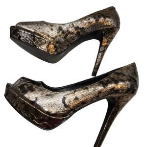 BCBGeneration Shoes 8 Snake Skin Platform Open Peek Toe High Heel Pump Stiletto